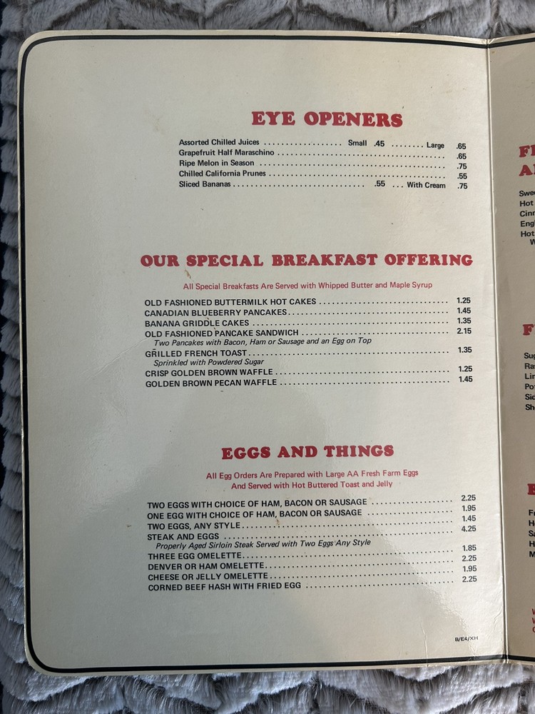 Vintage Menu Ramada Inn Menu￼