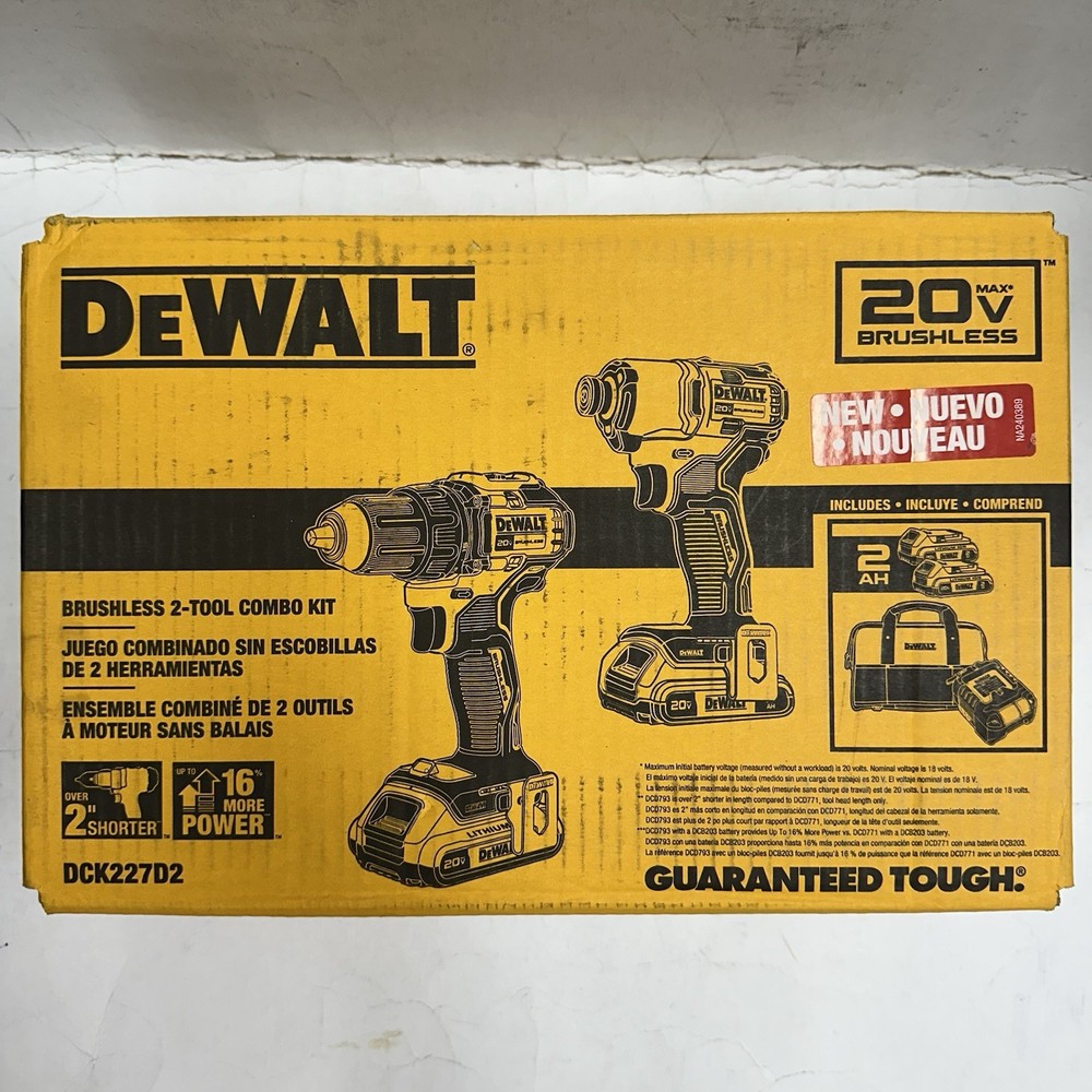 DEWALT DCK227D2 20V Brushless 2-Tool Combo Kit - New