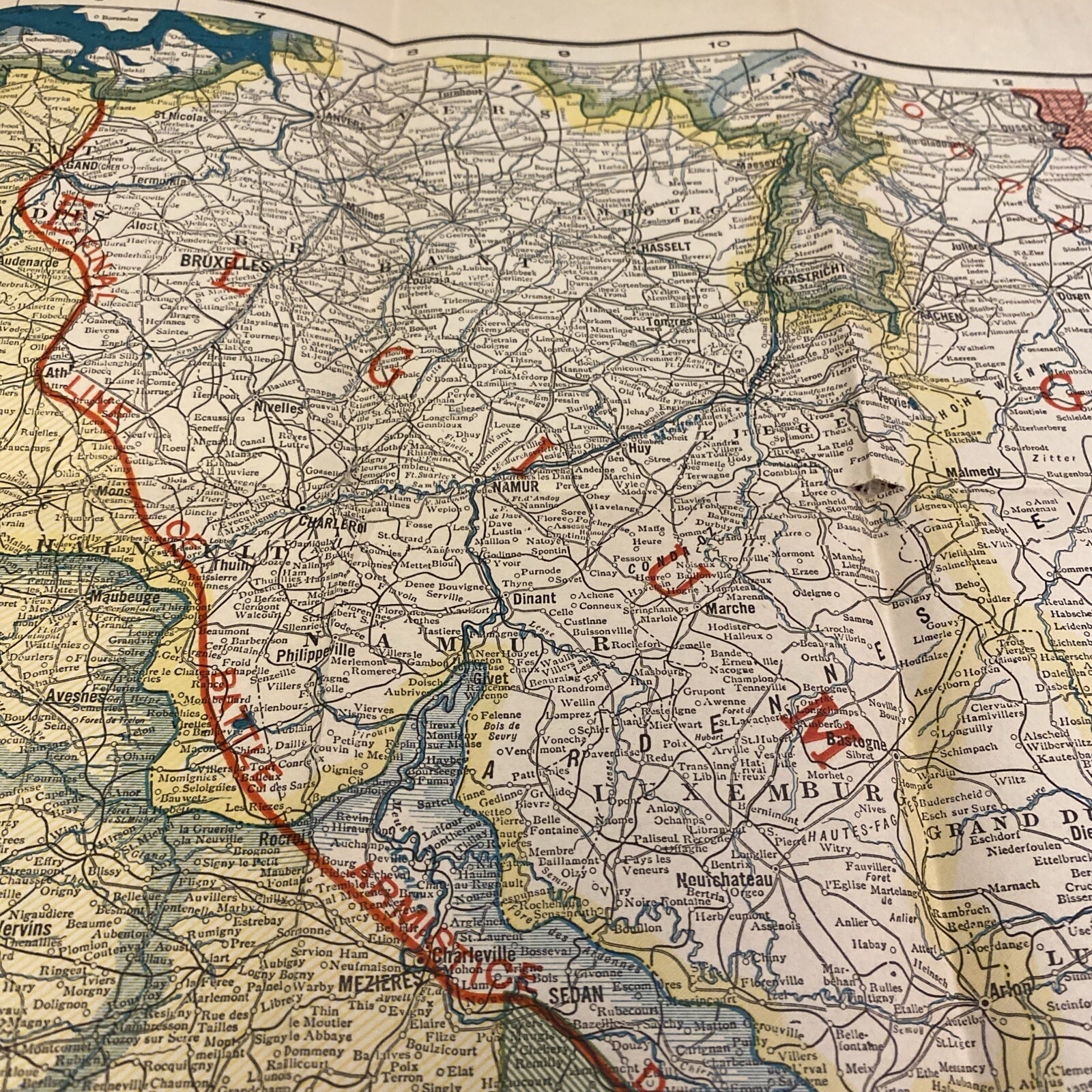World War Map Battleground Liberty Keystone View Belgium France Germany 19x23