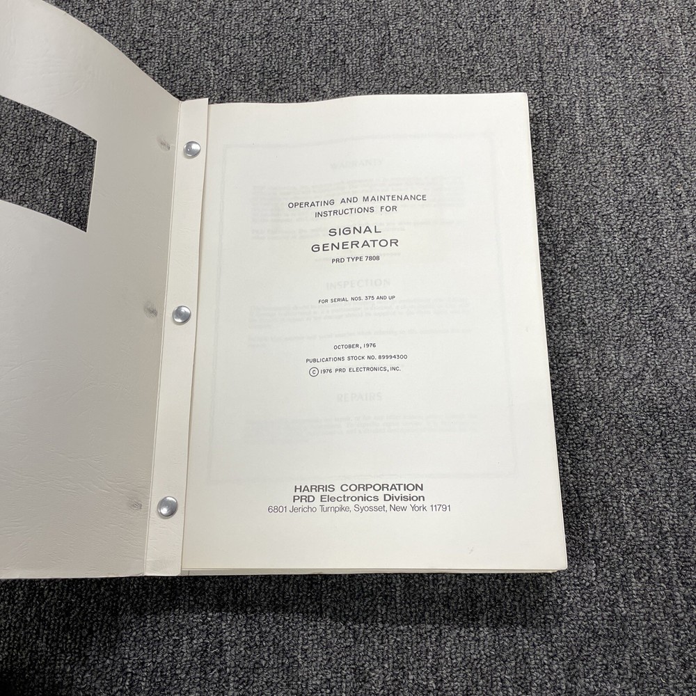 PRD Electronics Type 7808 Signal Generator Operating Instruction 1976