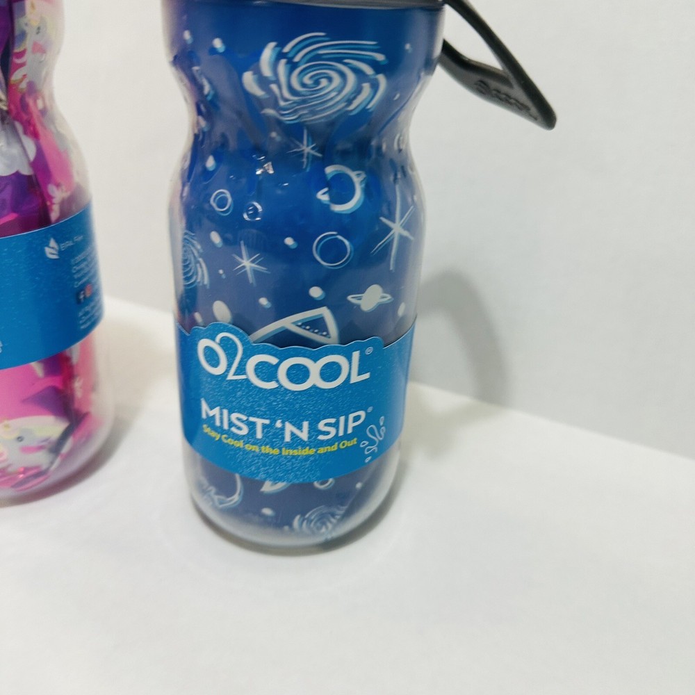 O2Cool Mist 'N Sip Squeeze Trigger Mist Princess & Space Design 12oz (2 Pack)