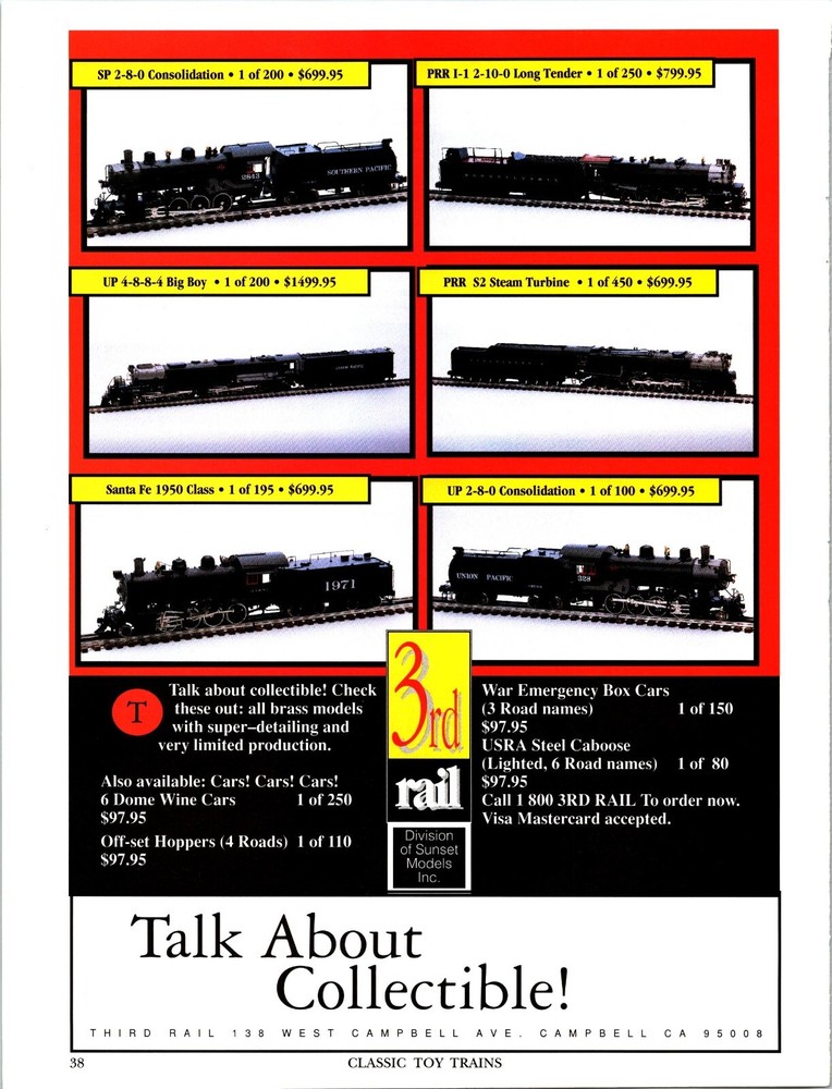 3rd Rail Model Train Engines Print Advertisement Ephemera