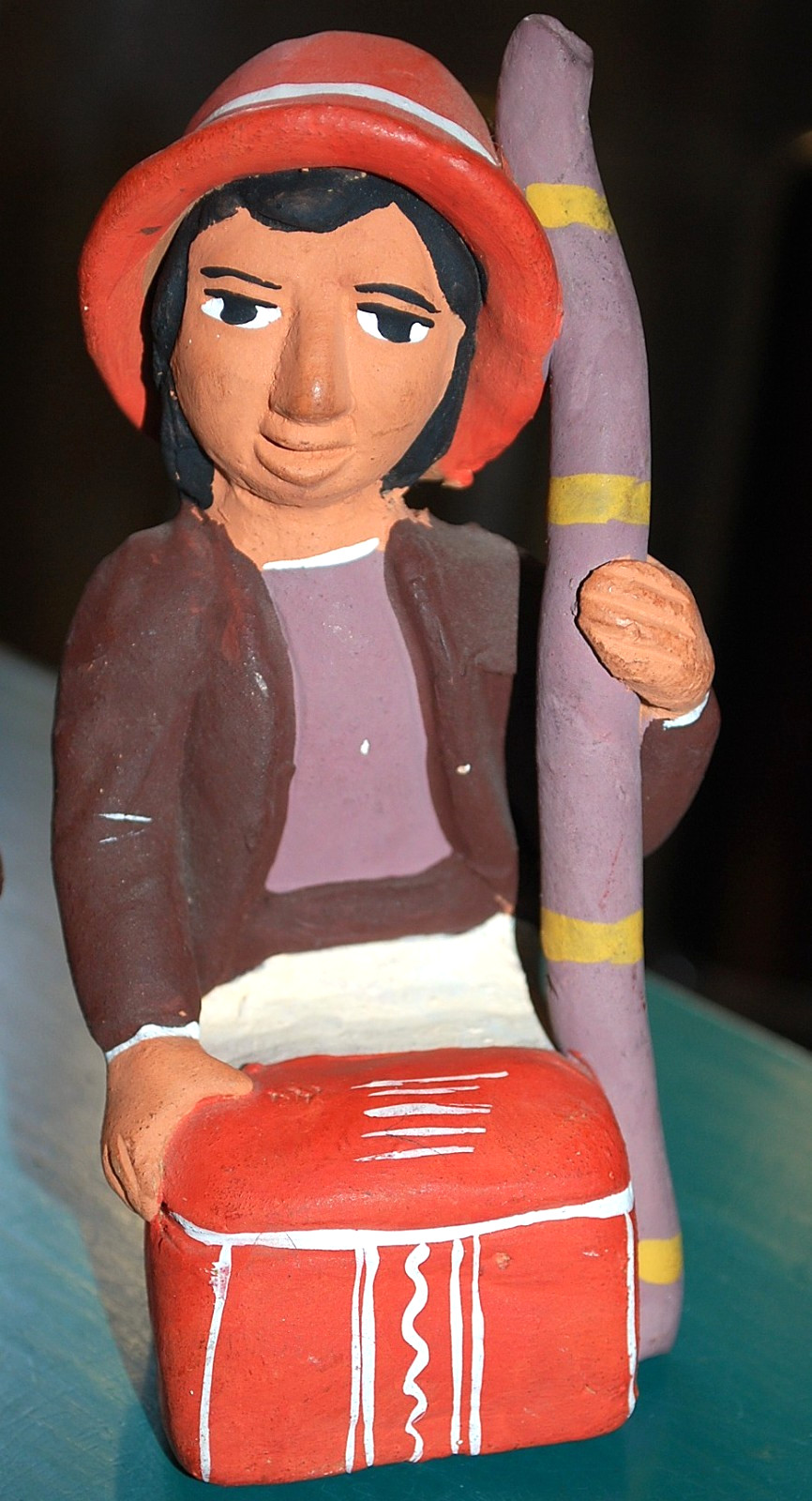 Set 3 Handmade PERU FOLK ART TerraCotta Pottery Figurines TRADITIONAL MEN Unique