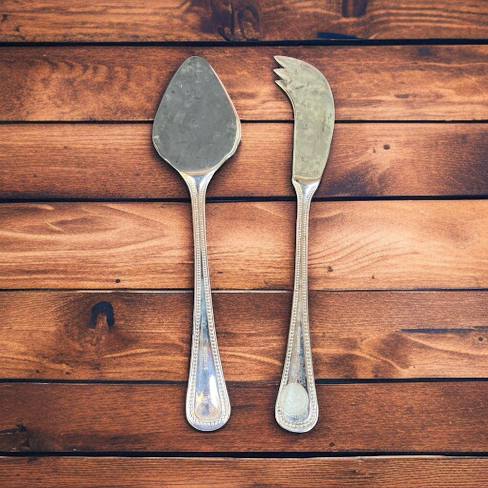 Vintage Godinger Silver Plated Cheese Serving 2 Piece Set Patina