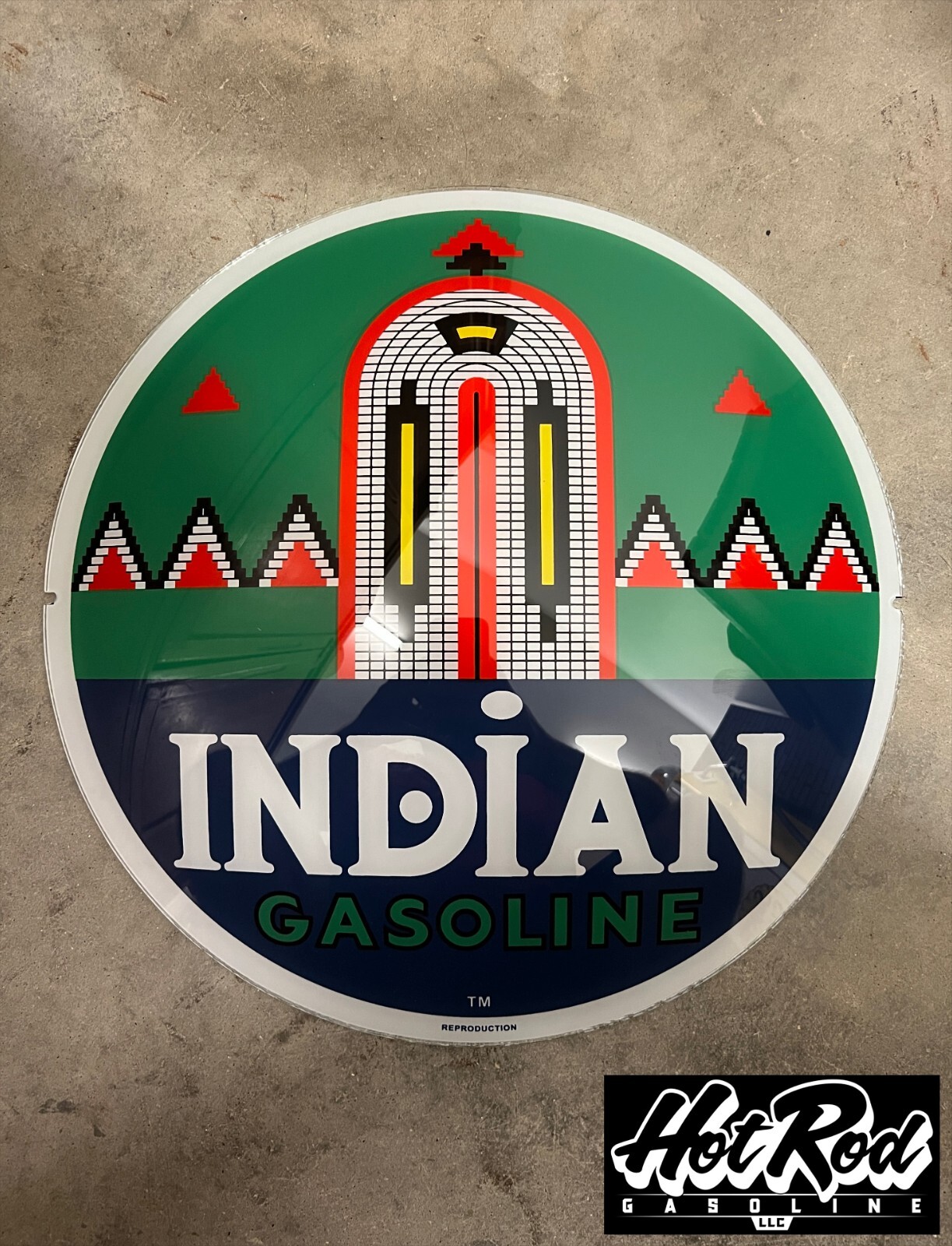 INDIAN GASOLINE Reproduction 13.5" Gas Pump Globe Face / Lens