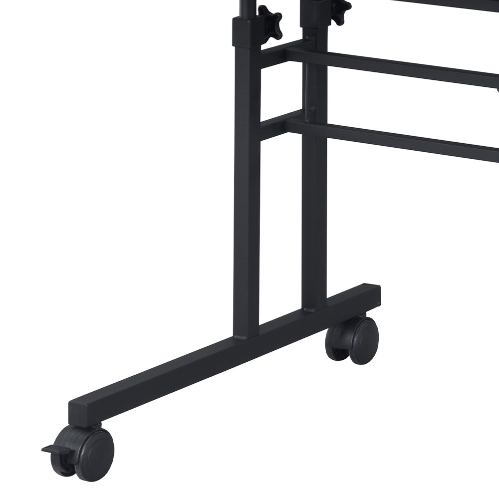 Adjustable Rolling Computer Desk - Mobile Workstation w/ Storage Shelf,White