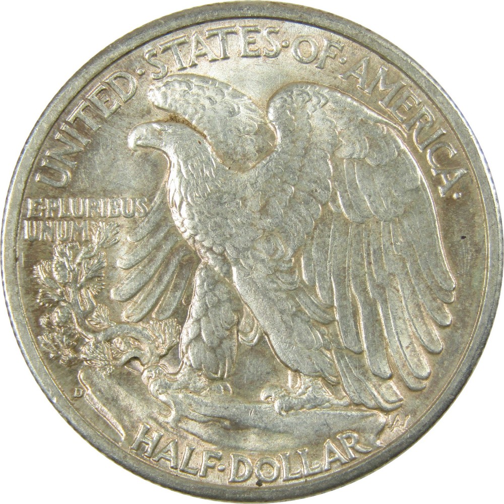 1943 D Liberty Walking Silver Half Dollar Borderline Uncirculated