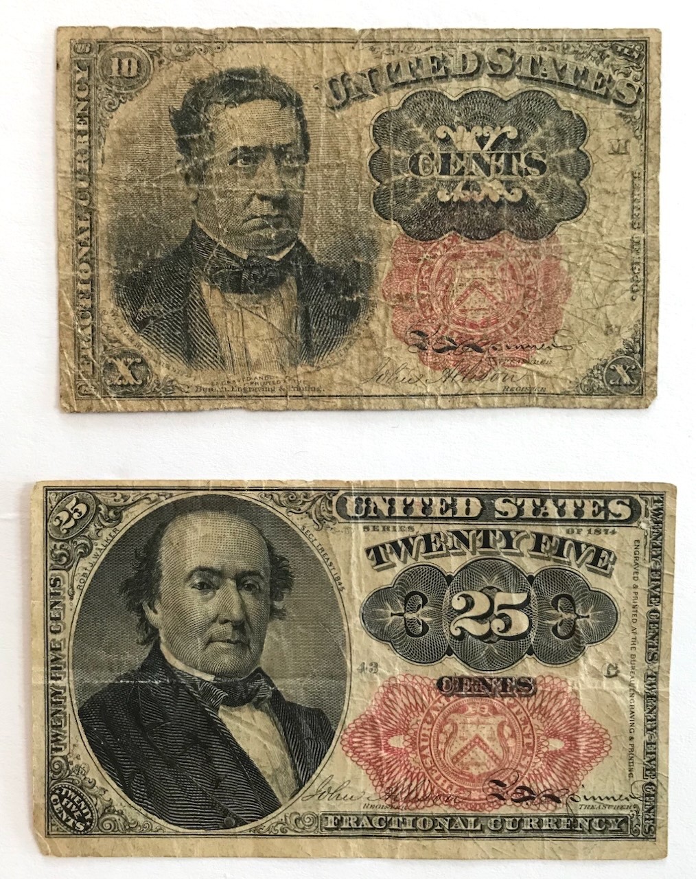 1874 10 & 25 Cents U.S. Fractional Paper Currency, 10c & 25c Note Lot