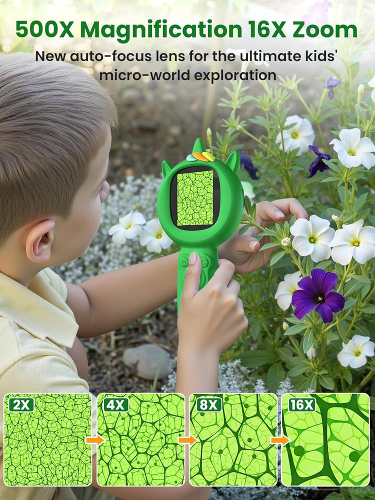Microscope for Kids, Auto-Focus Handheld Digital Microscopes with 2.0" Screen, 8