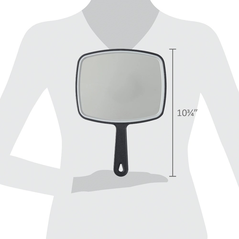 Handheld Mirror with Stand, Black Rectangular Vanity Mirror for Tabletop, 10.6 x