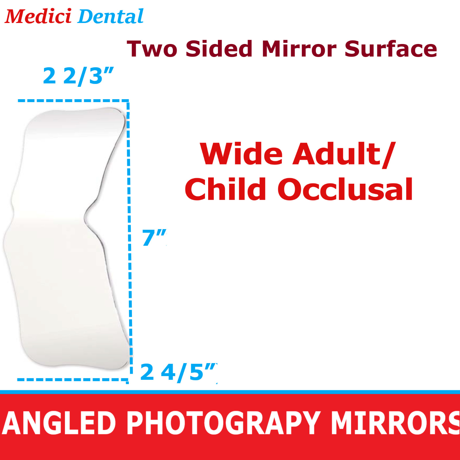 Dental Ortho Intraoral Angeled Photo Mirror Two Sided Wide Adult/ Child Occlusal