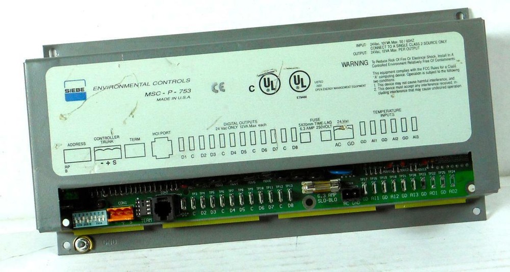 SIEBE ENVIRONMENTAL CONTROLS MSC-P-753 MSC SERIES HVAC CONTROL