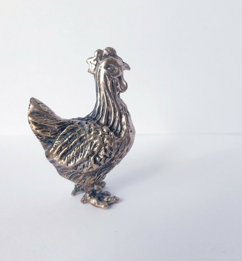 Vintage Solid Silver Italian made miniature Chicken Large