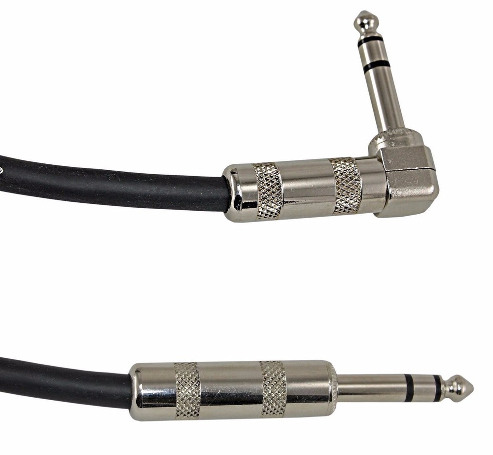 Right angle to straight 1/4 TRS custom premium shielded patch cable 15ft NEW!
