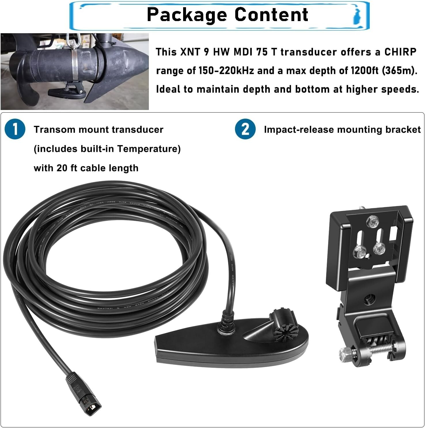 XNT 9 HW MDI 75 T for Helix 7/8 MEGA Down Imaging Dual Spectrum Chirp with Temp