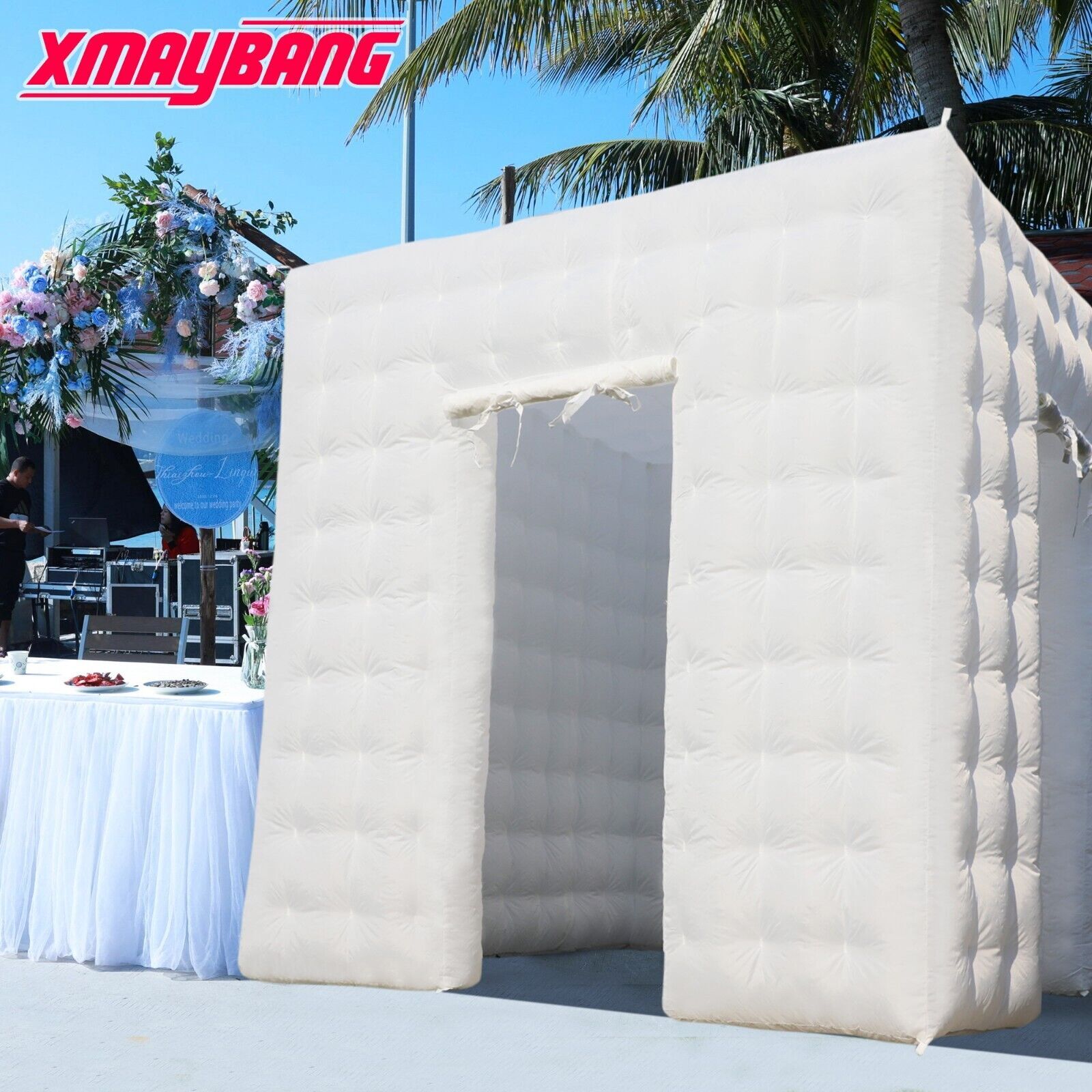 Inflatable Photo Booth Enclosure 1 Doors W/Led Light Blower for Advertising Bars