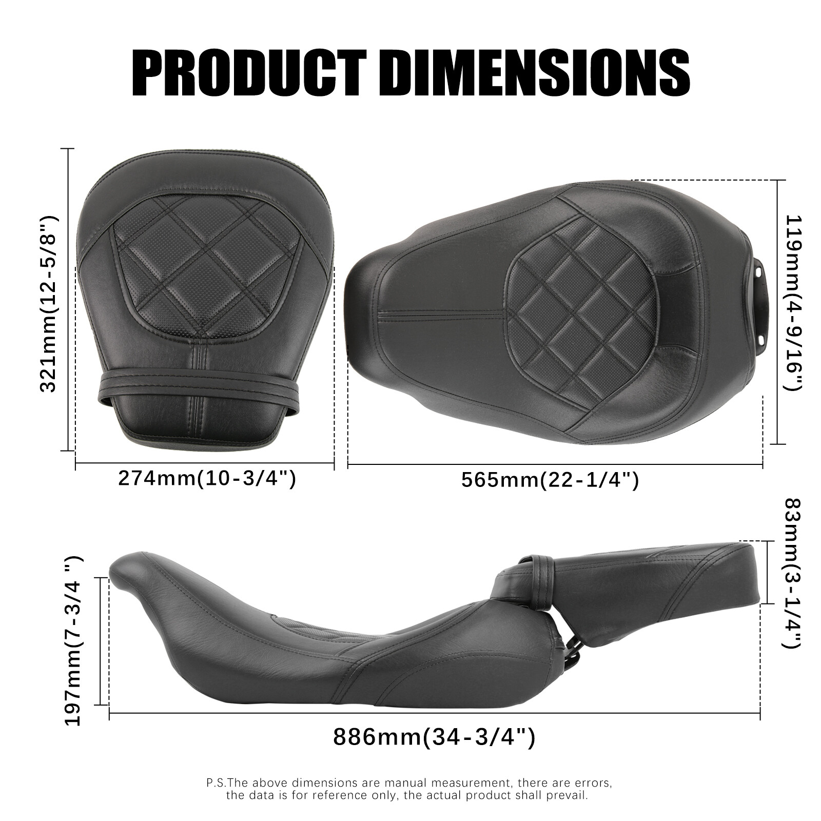 For Harley Davidson Touring CVO Road King Driver Passenger Seat Black Stitching