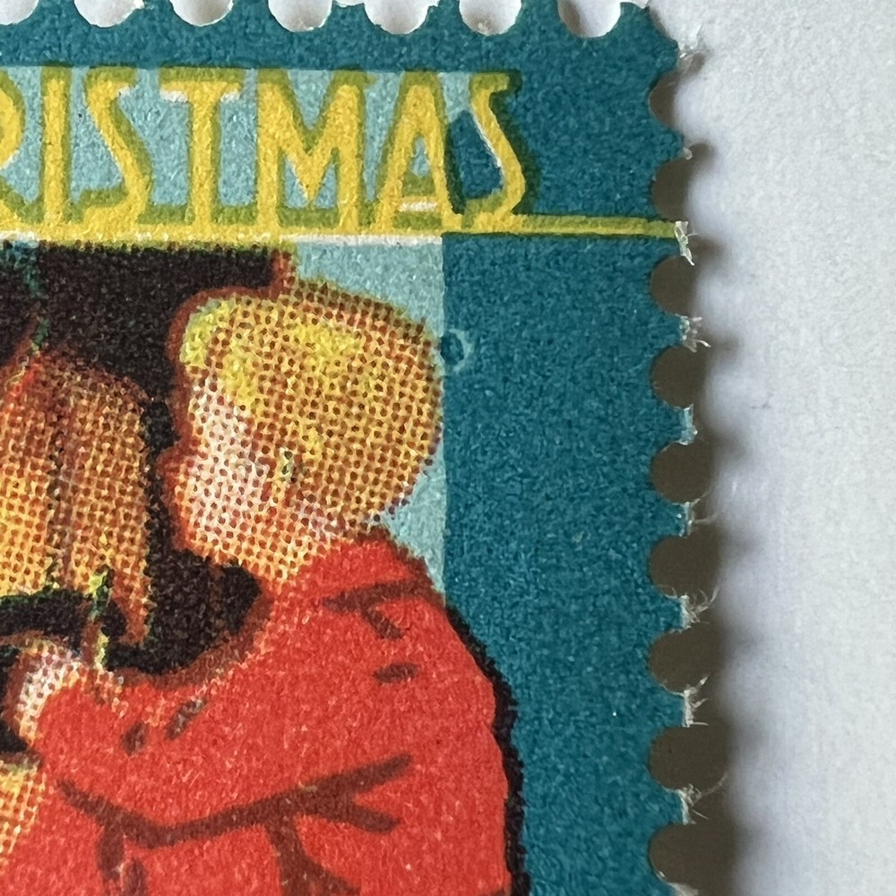ERROR 1948 CHRISTMAS SEAL BLOCK WITH MULTIPLE CIRCULAR MARKINGS MNH