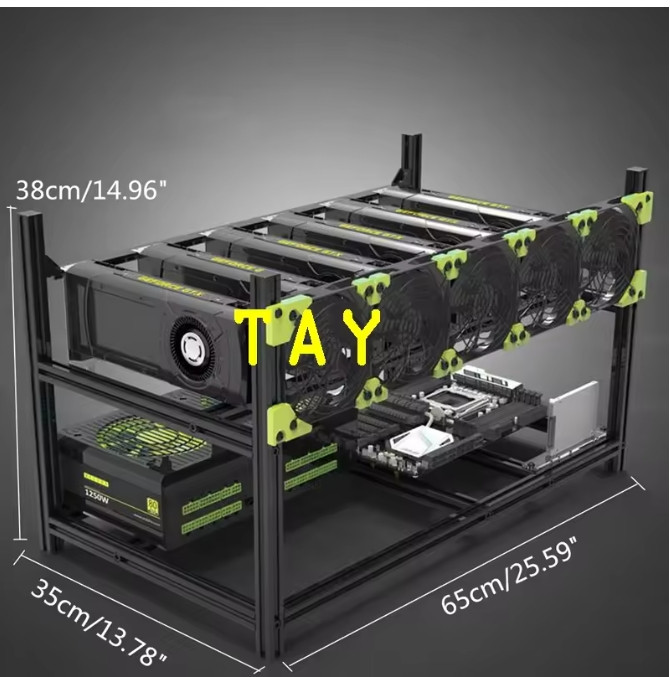 VEDDHA 6 GPU Mining Rig frame Aluminum Stackable For Miner Unassemble no fan