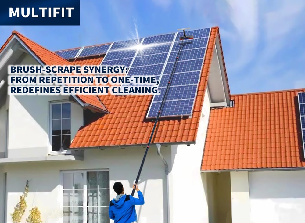 24FT Solar Panel Cleaning Brush&Squeegee Kit Proffesional Window Washing Tool