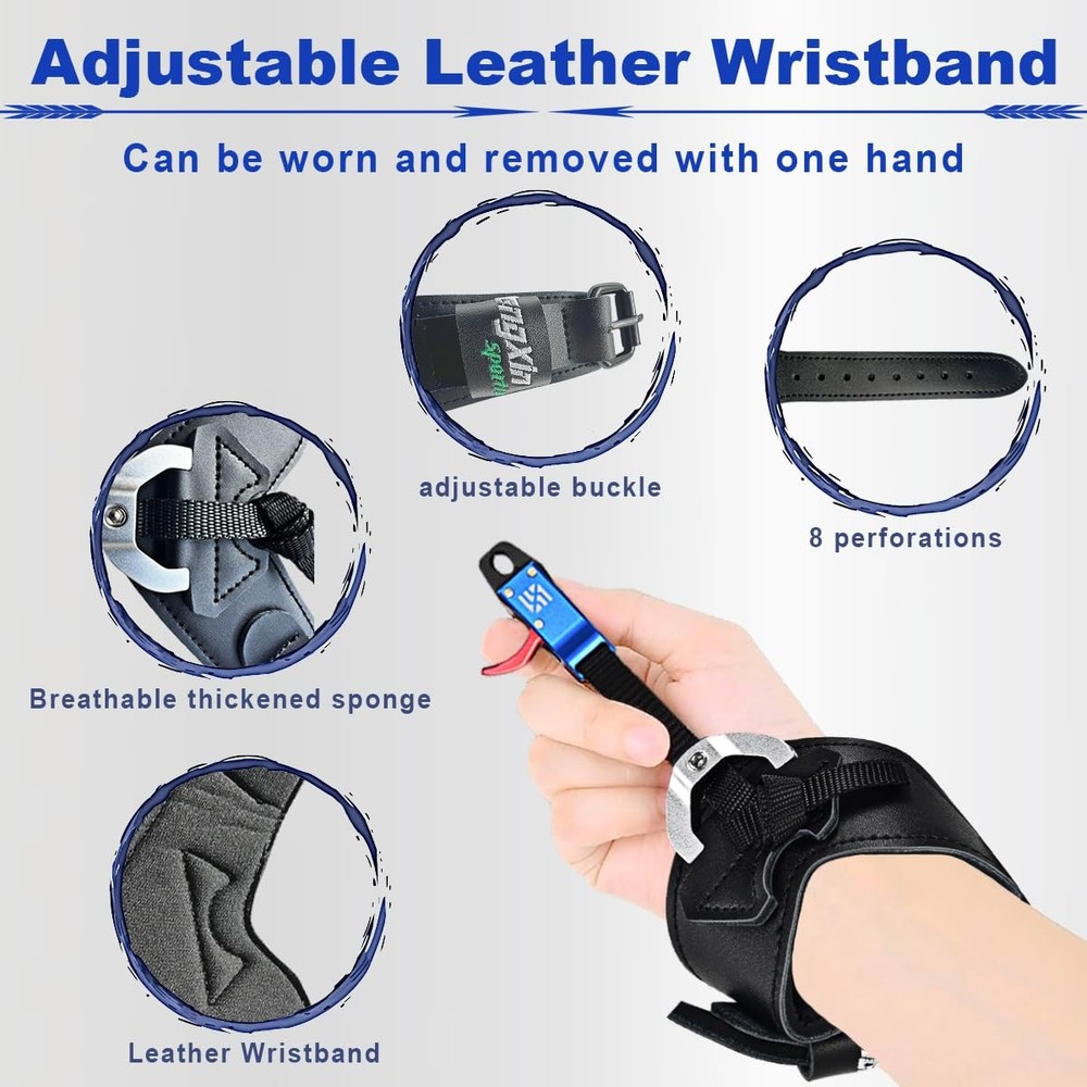 Adjustable Bow Release Aid for Compound Bows Archery Wristband Accessory