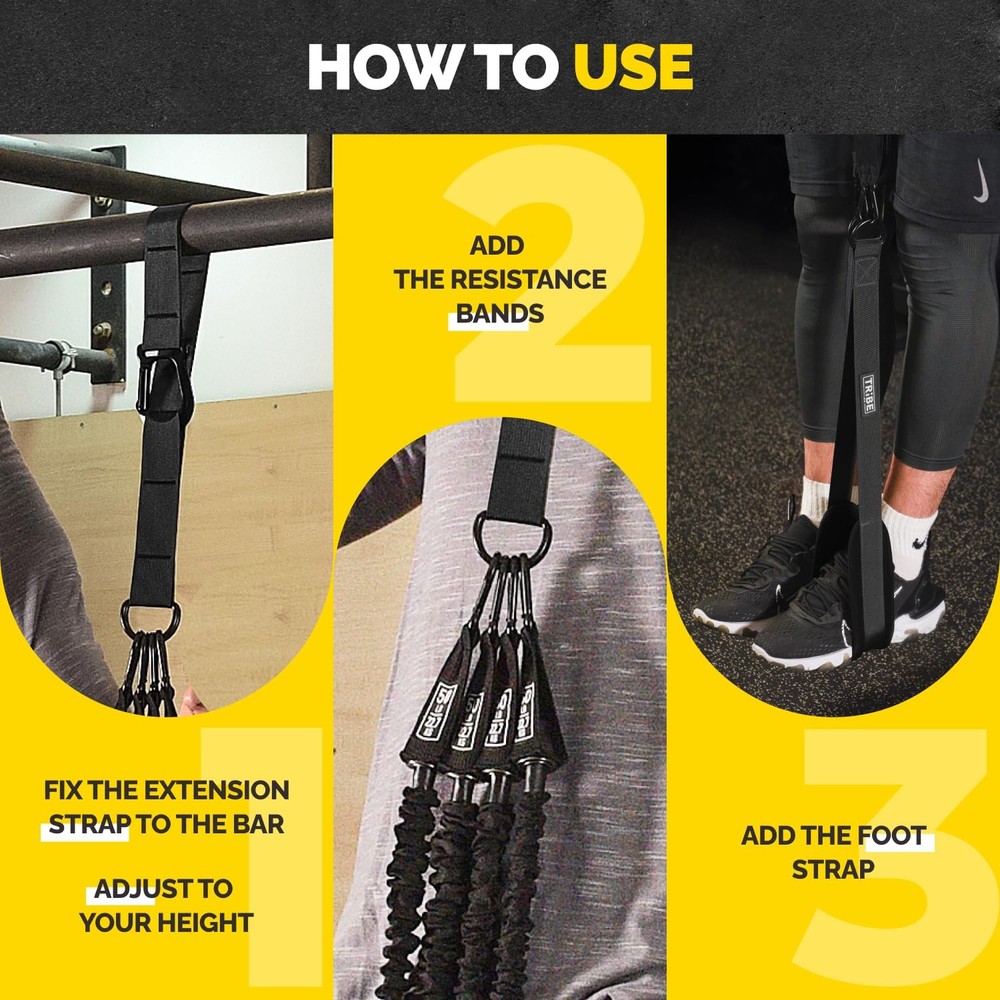 Pull Up Assistance Bands Set - 4 Heavy-Duty Pull Up Bands, Height Adjustable ...
