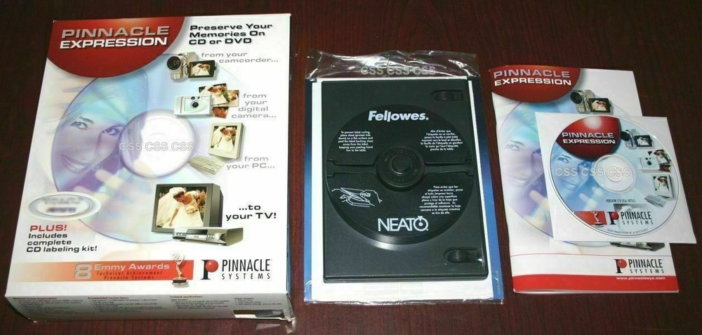 Pinnacle Expression 2.0 Video Picture Burn to DVD CD Computer Software Label Kit