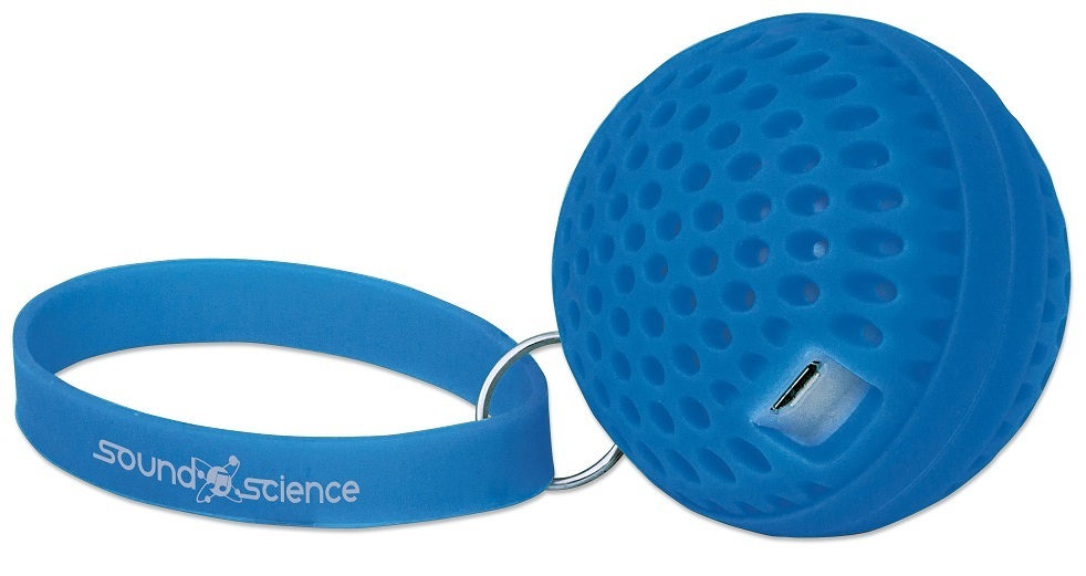 Sound Science Atom Glowing Wireless Bluetooth Mini-Speaker w/ LED Lighting, Blue