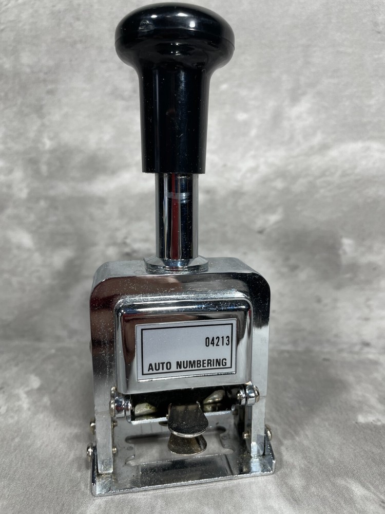 Vintage Rogers Automatic Numbering Machine Self Inking Original Box