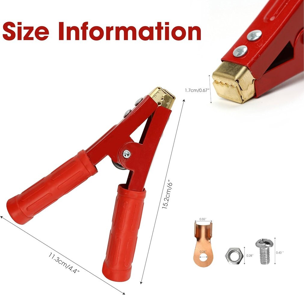 1000A Battery Booster Cable Clamp Pure Copper Jumper Heavy Duty Replacement Tool