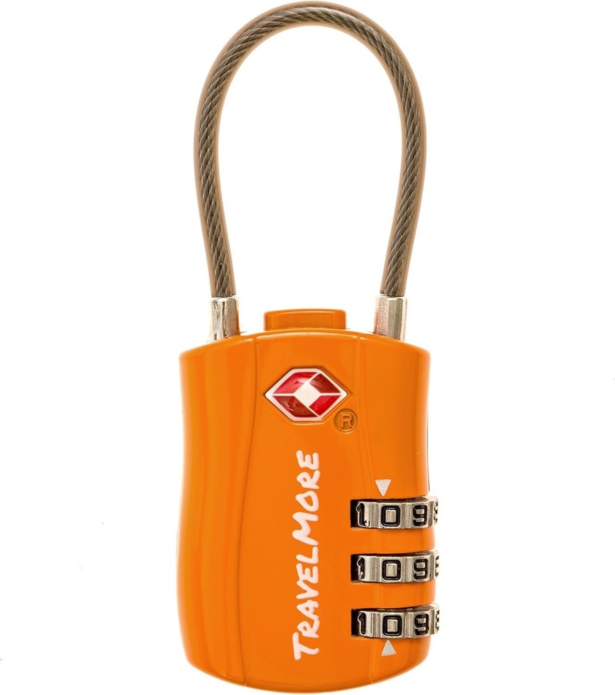 Durable TSA Approved Orange Combination Cable Lock for Secure Travel - 1 Pack