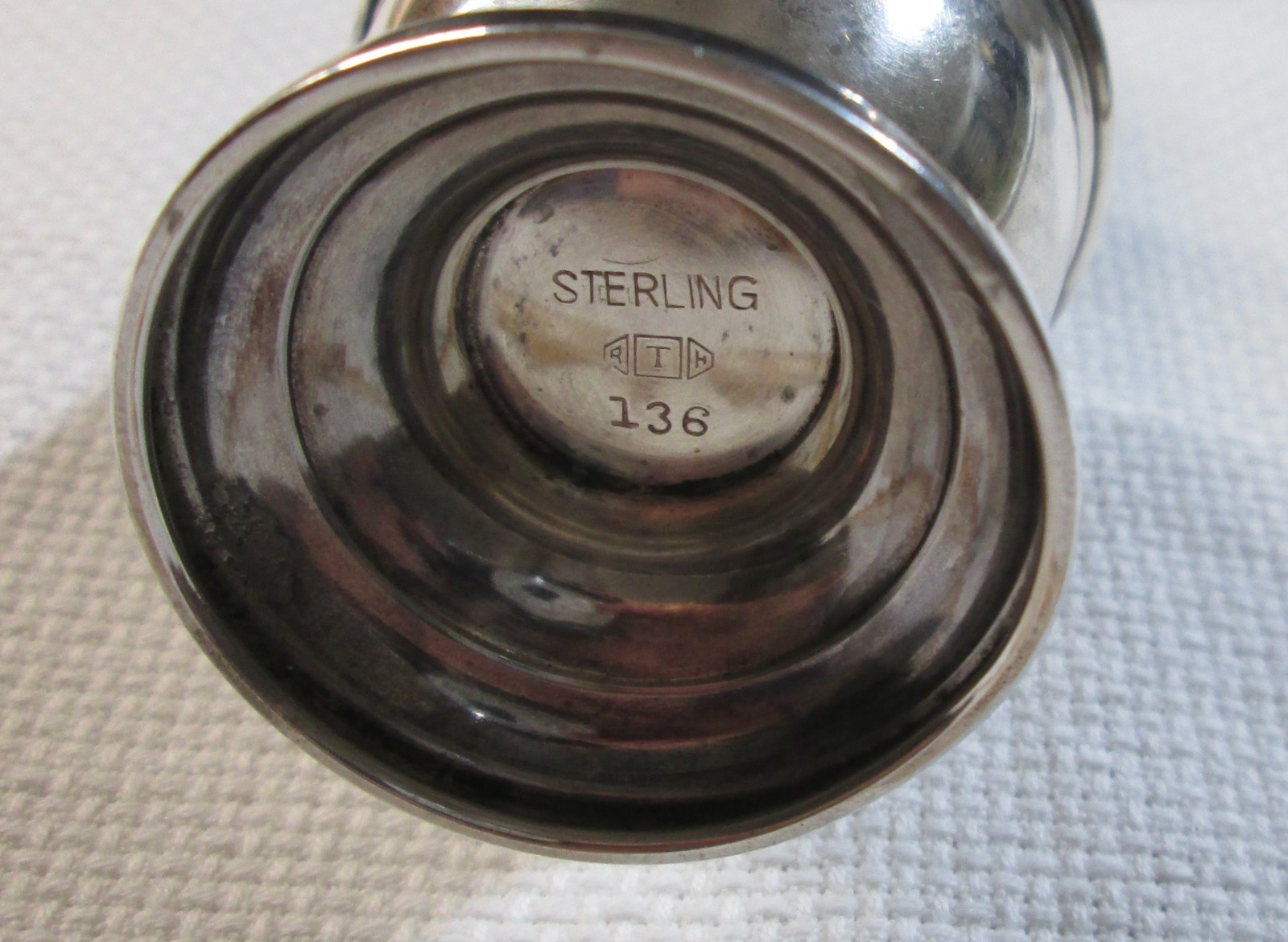 Antique Sterling RTH 136 Pedestal Salt and Pepper Shakers, Art Deco,30s,monogram