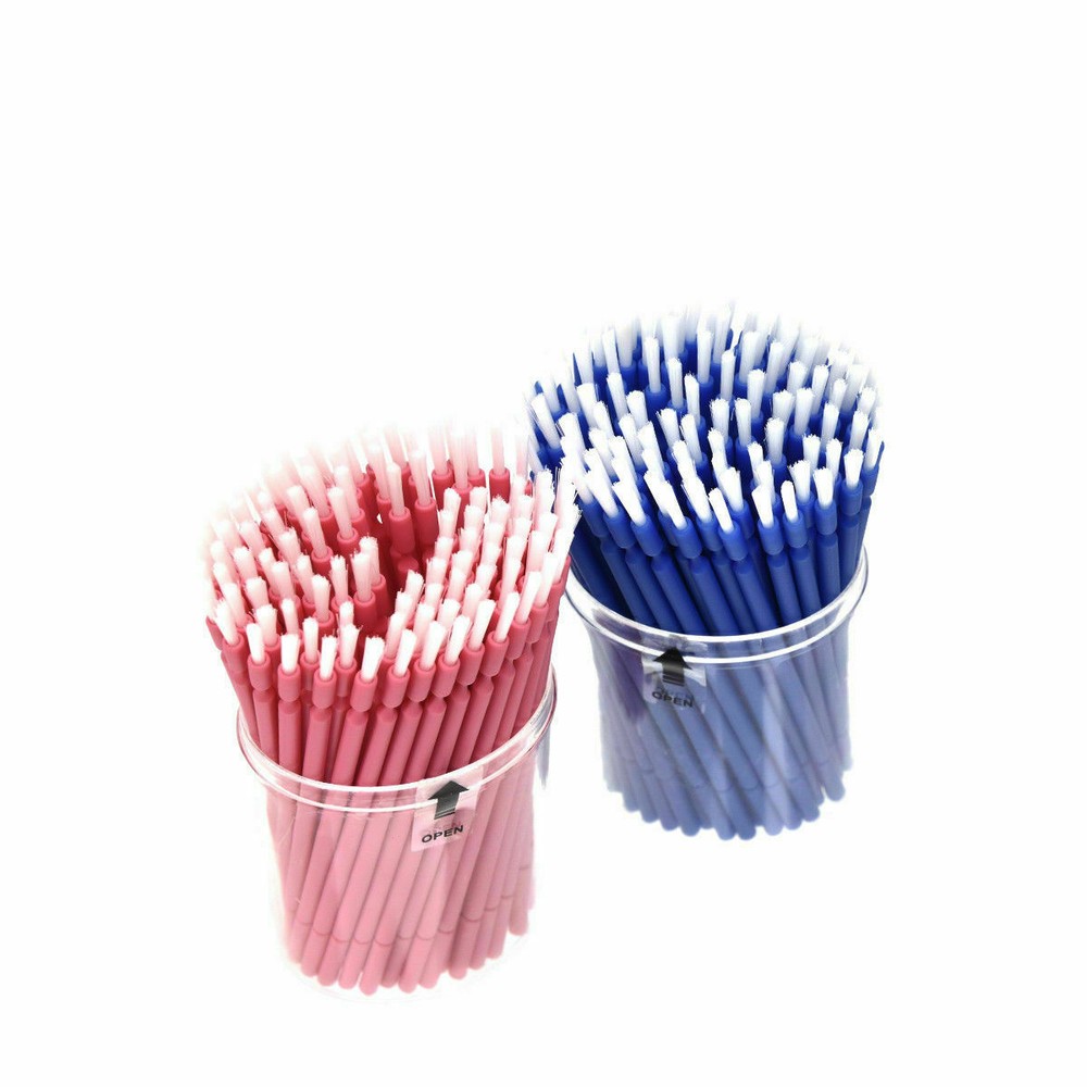 100 Pcs Dental Pink Disposable Bendable Micro Applicator Brush Long Shank Pack