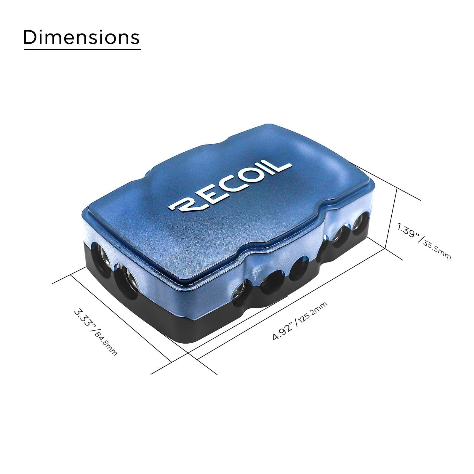 Recoil MPG3 3-Way Mini-ANL Fused Distribution Block with Ground Block