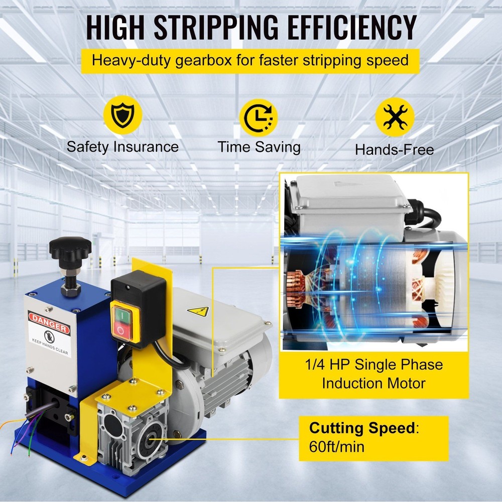 Advanced Wire Stripper 1.5-25mm High-Speed Roller Drive 180W Compact