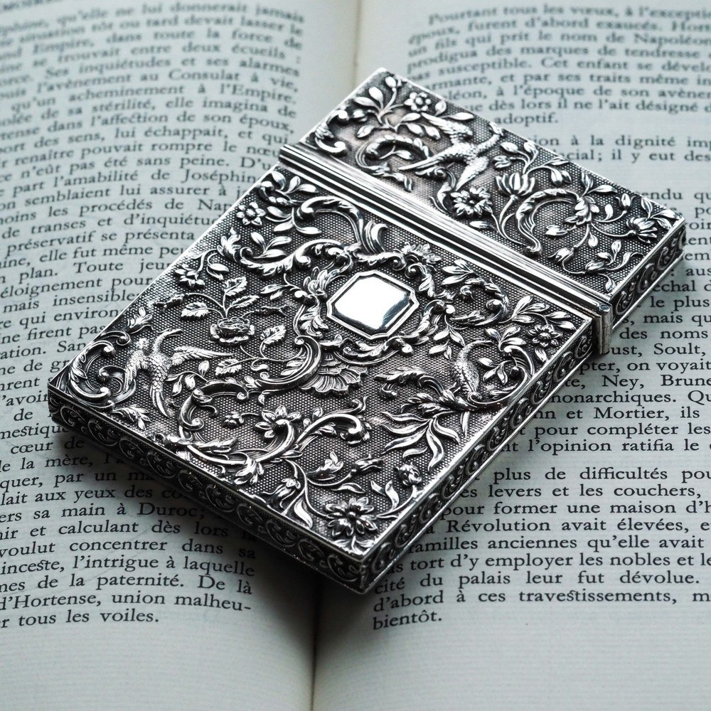 Antique Georgian Solid Silver Card Case with Gorgeous Decorations - Willmore 183
