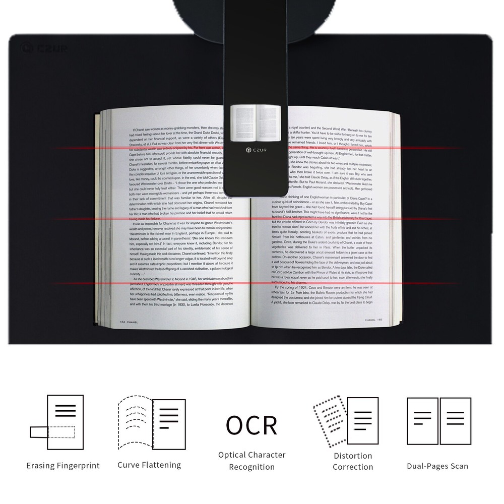 CZUR Aura Pro Portable Foldable Smart OCR Book Document Scanner Lamp for Win Mac