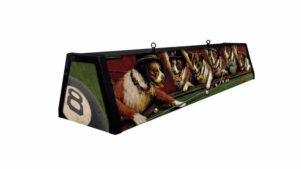 DOGS PLAYING POOL, Back lit Pool Table Light