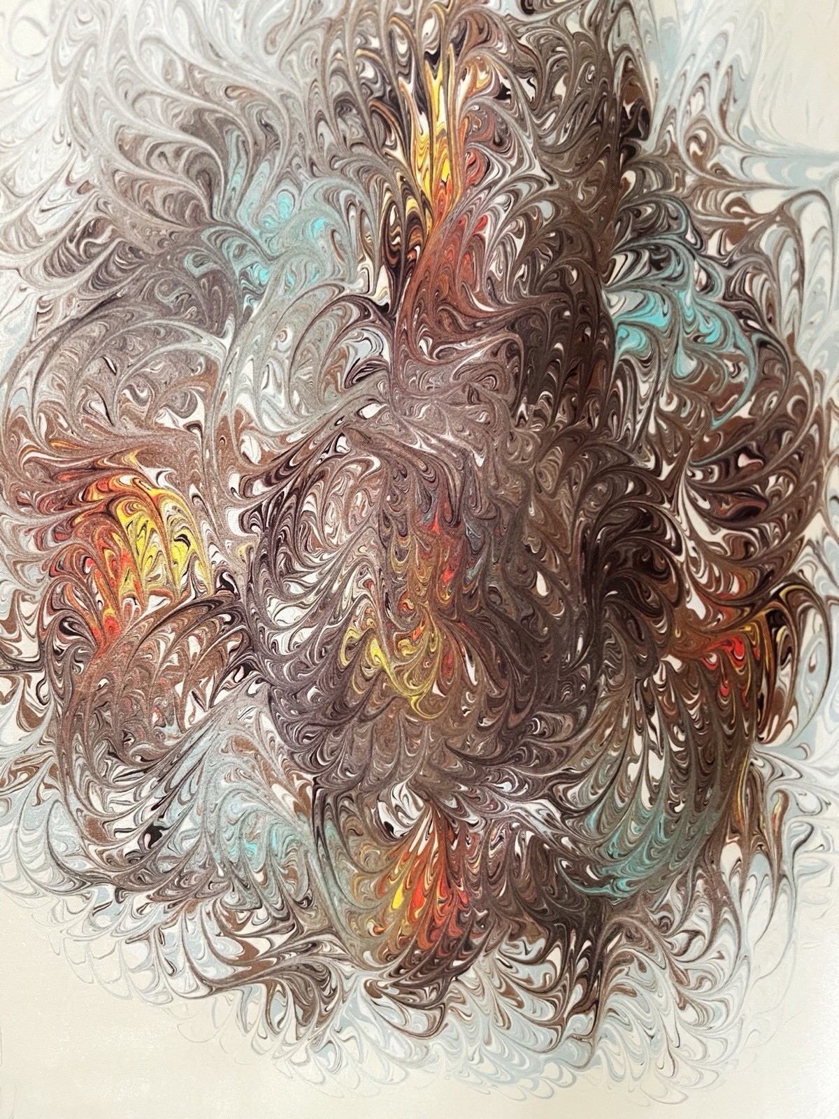 Vtg BURMEL Marbled Scarf Ivory Multi Art 30” Square Career Office Professional