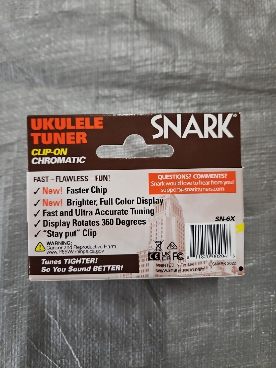 Snark SN6X Clip-On Chromatic Tuner for Ukulele, Black