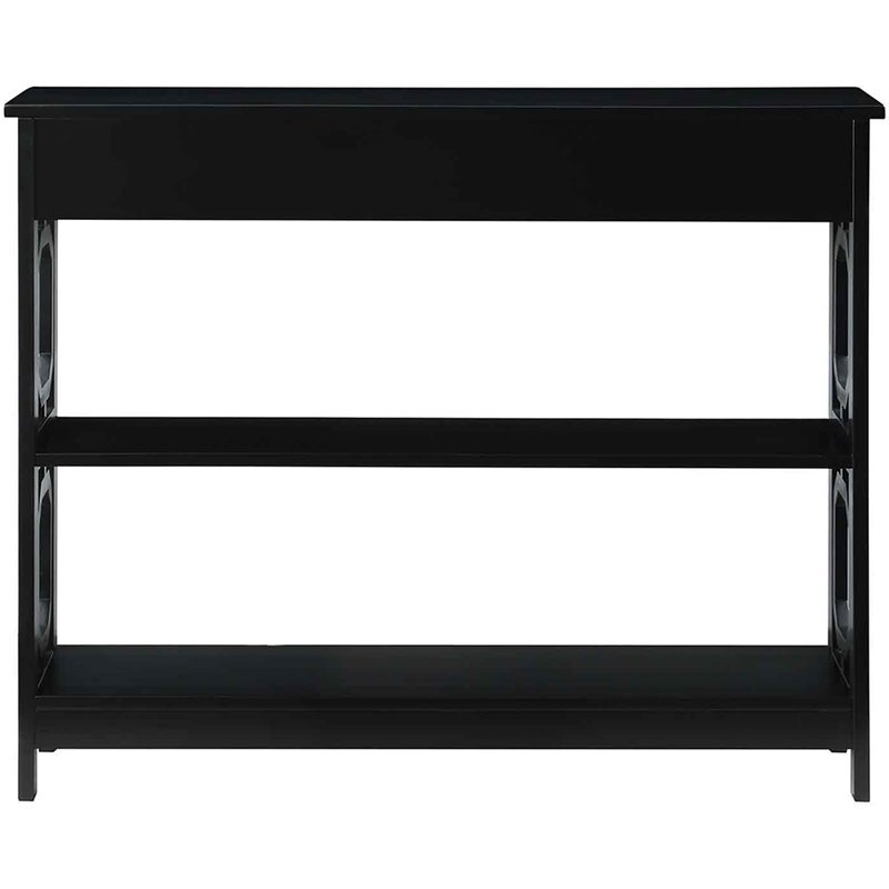 Pemberly Row Modern Storage Console Table in Black Wood Finish