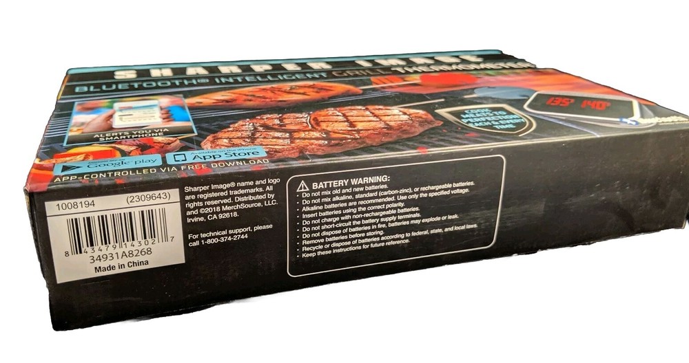 Sharper Image Bluetooth Intelligent BBQ Grill Thermometer NEW