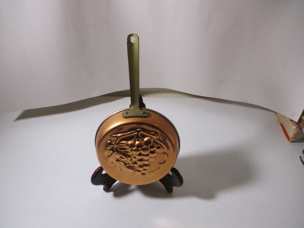Vintage Copper Pan Embossed Grape & Leaf Wall Hanging