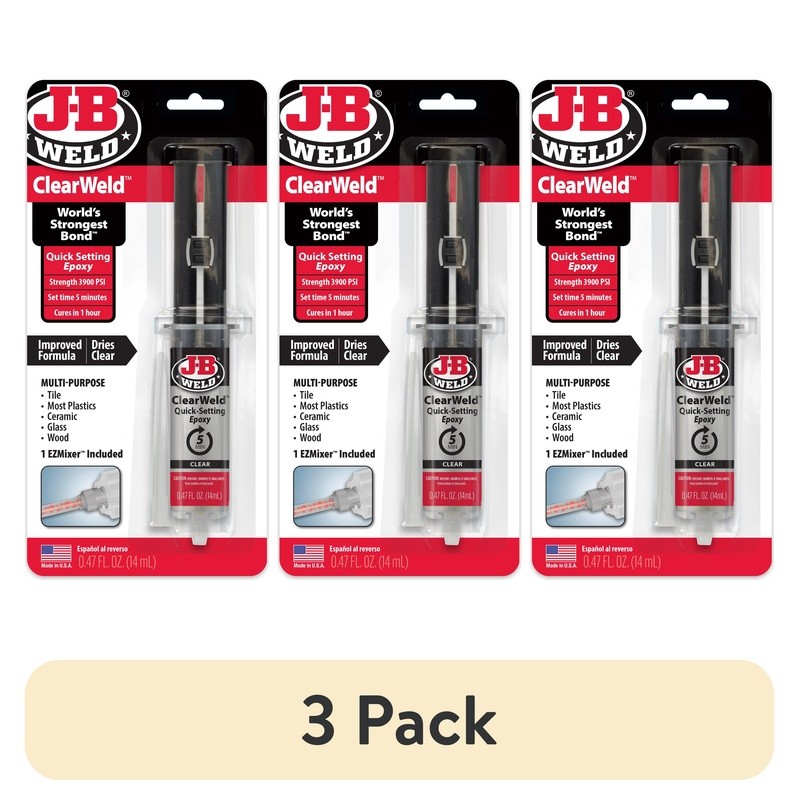 Clear Weld Epoxy Adhesive Quick Setting 2 Part Bonding 5 Min Cure 3900 PSI New