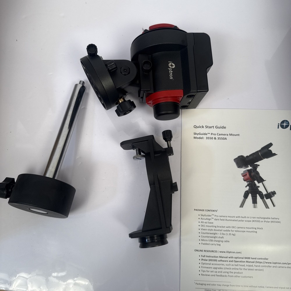 iOptron SkyGuider Pro Camera Mount Full Package with Extra Counterweight, New