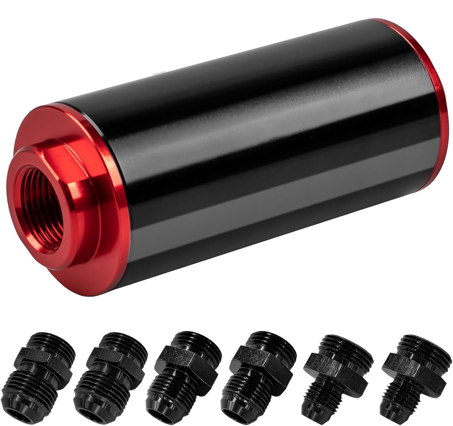 High Flow Inline Fuel Filter 100 Micron Cleanable 6AN 8AN 10AN Adapter Universal