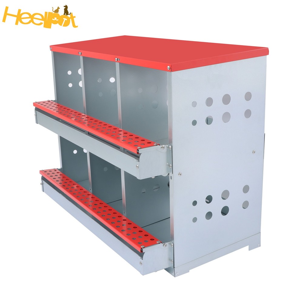 Red 6 Compartments High Quality Materials Chickens Egg Laying Box Nesting Box