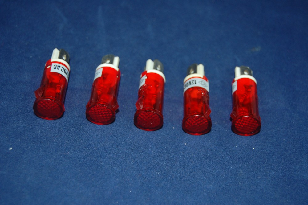5 Pcs 120V AC/DC 12mm RED Panel Mounting plug in LED Pilot Lights