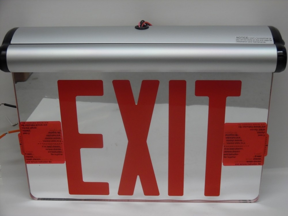 HUBBLE/COMPASS EXIT LIGHT, CELR2RNE, MIRROR BACKED WITH ARROWS, BACKUP BATTERY,