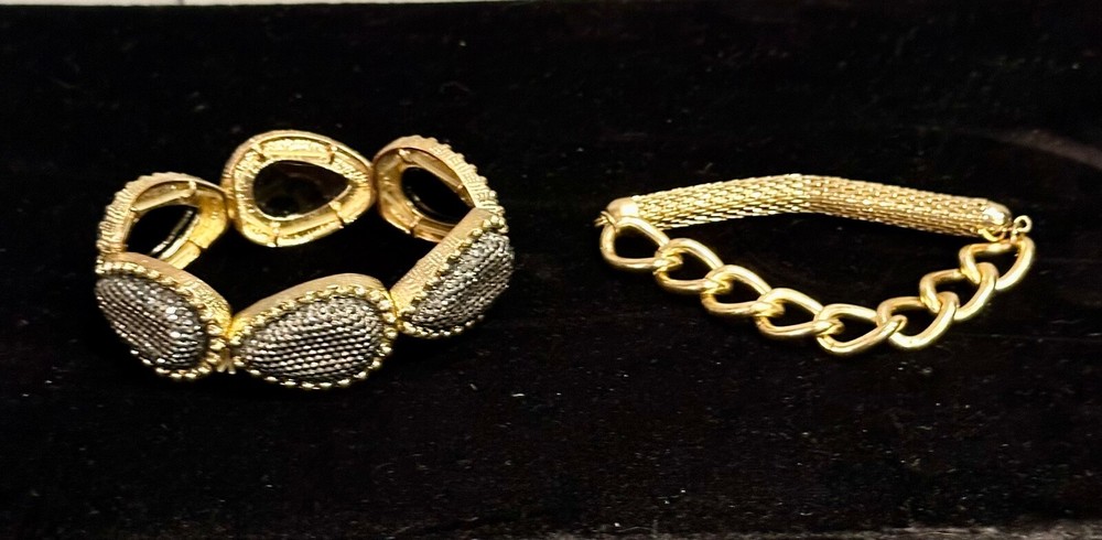 2 Fashion Bangles - Adjustable Stretch - EUC